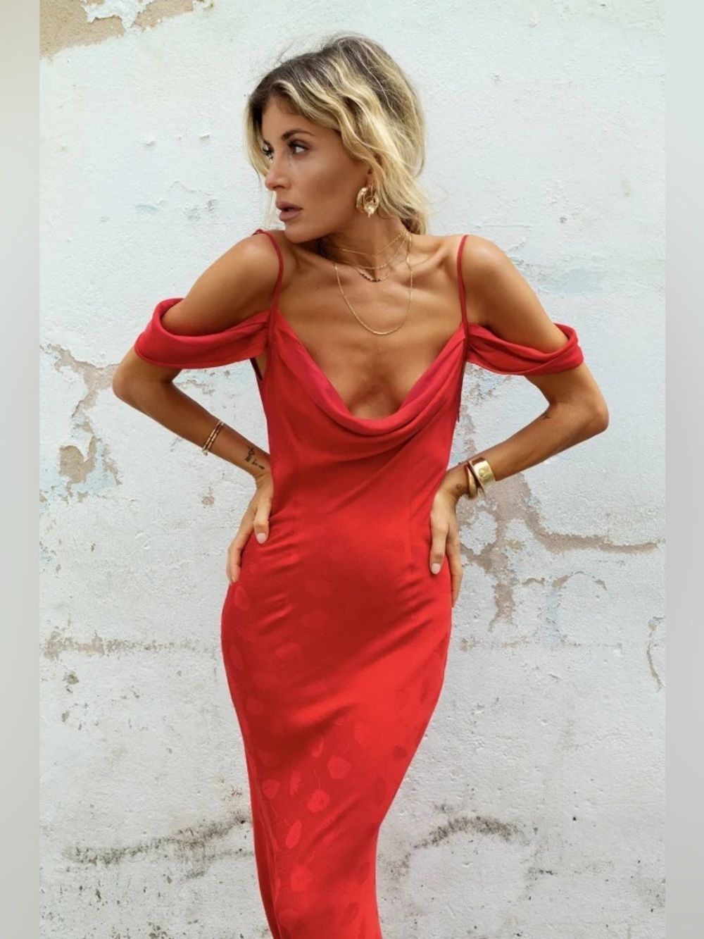 Rat & Boa Florentina Red Dress XS Maxi Long Satin Sexy Classy Rare - Picture 5 of 14